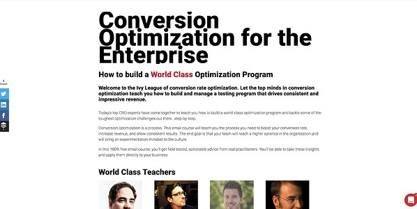 email capture, email course lead magnet by ConversionXL on enterprise conversion optimization