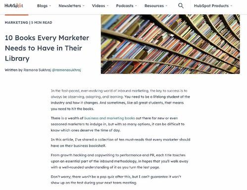 Blog ideas, HubSpot book recommendations for marketers