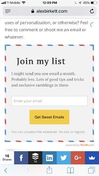 mobile-optimized email capture form