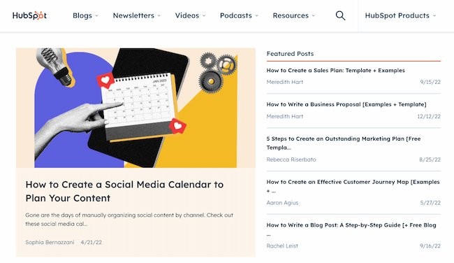 Curated content examples: HubSpot
