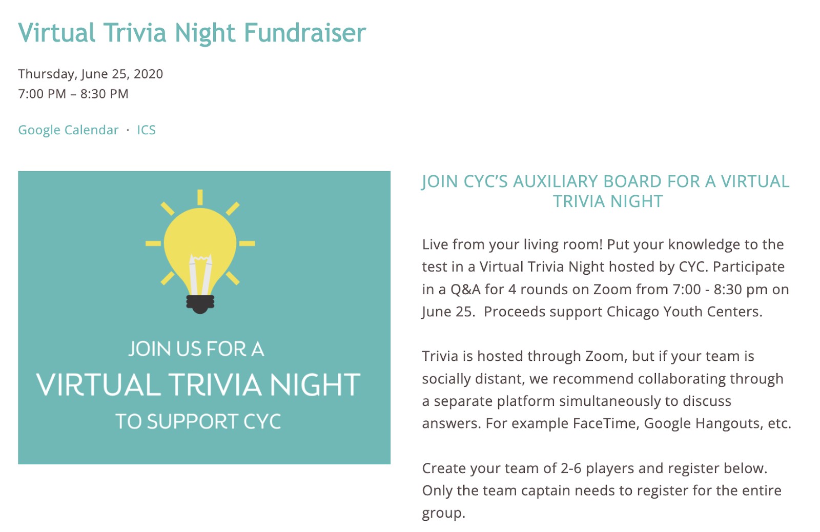 holiday fundraising, Chicago Youth Centers hosts a virtual trivia night
