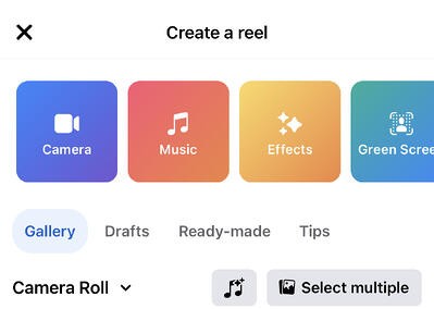 how to create reels on facebook - step 2