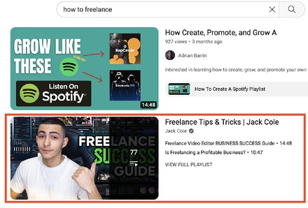 Podcast SEO: playlists appearing in YouTube search results