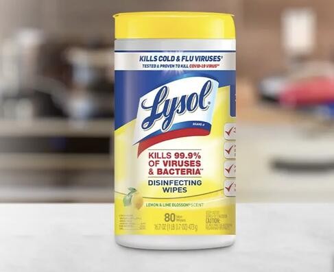 Screenshot of the product attributes of Lysol wipes