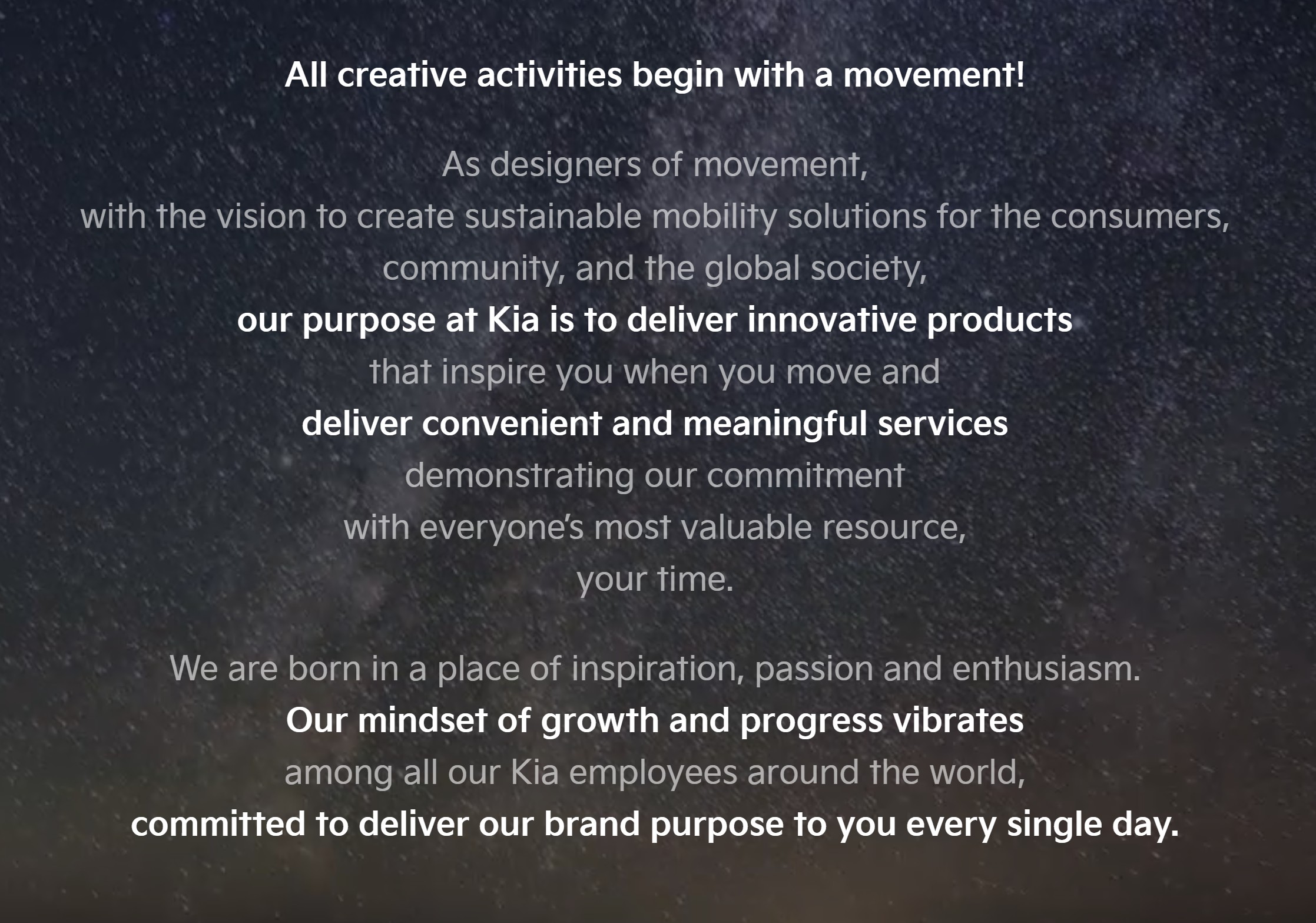 Screenshot of Kia's brand manifesto