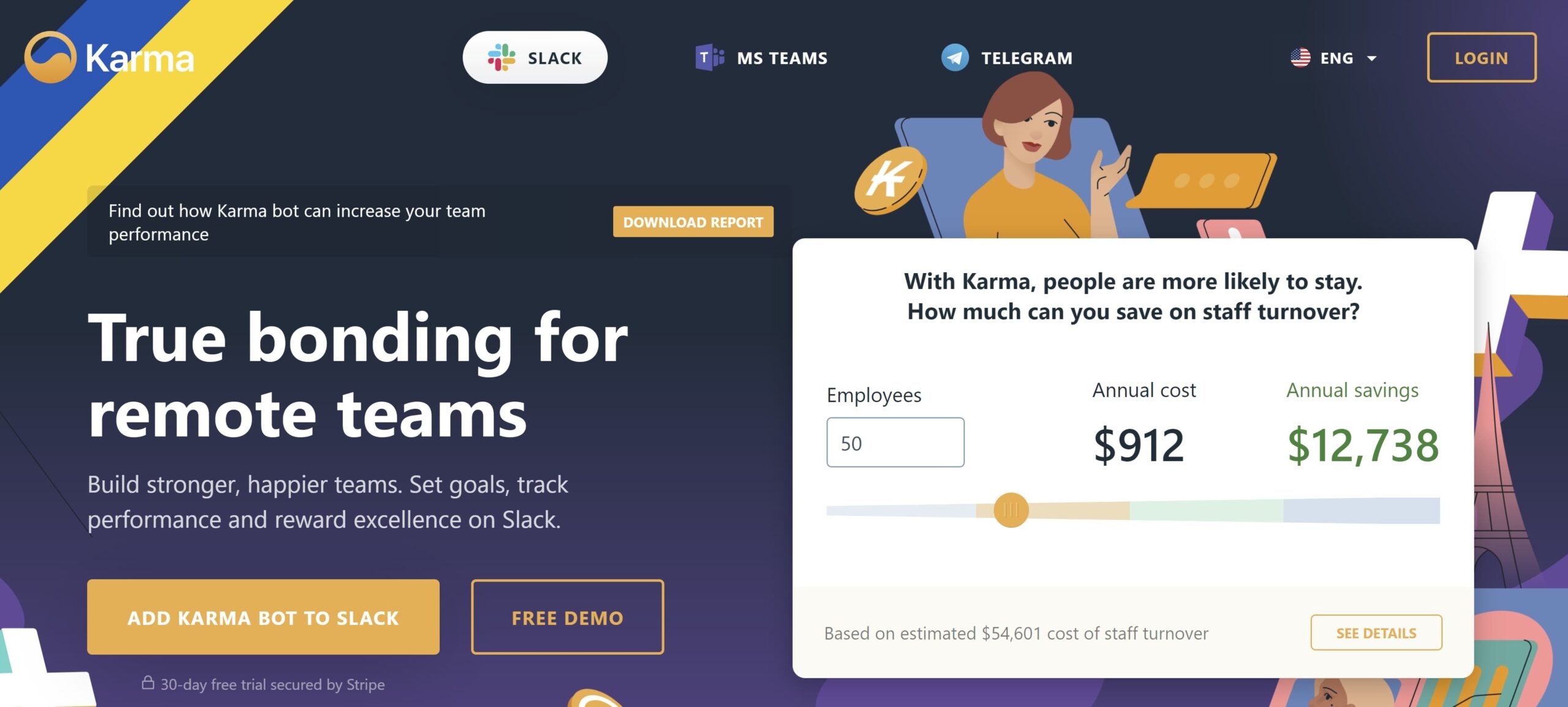 Screenshot of Karma, a bot for Slack
