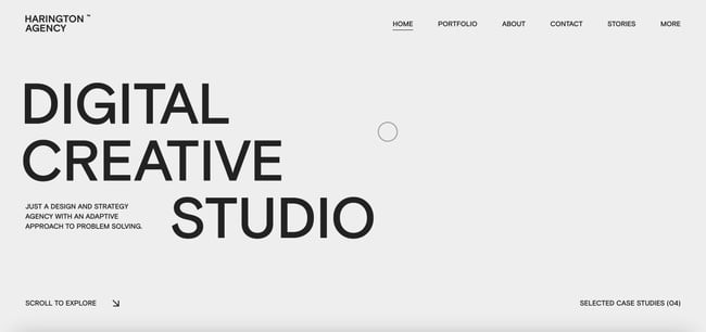 harington best wordpress themes home page sample for digital creative studio 