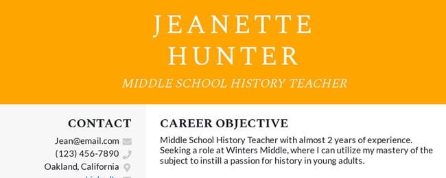 general resume objective examples: teacher 