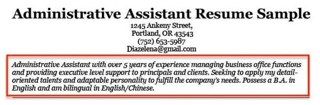good resume objective example: Admin Assistant