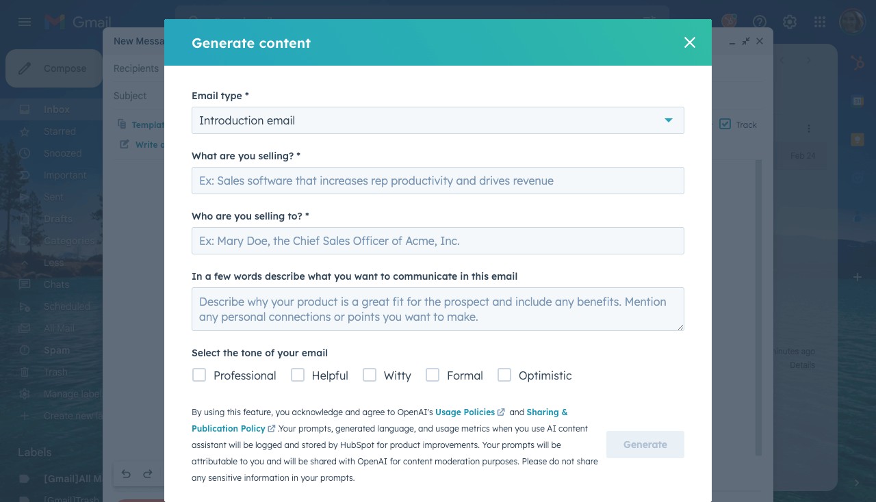 hubspot content assistant ai tool