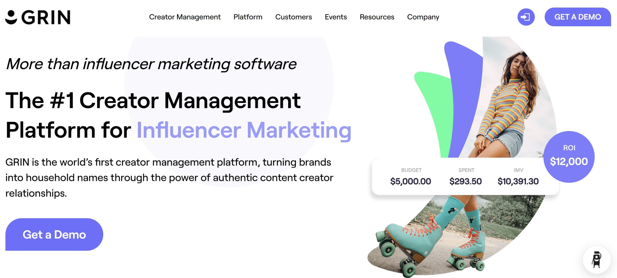 Screenshot of Grin; influencer marketing channels 