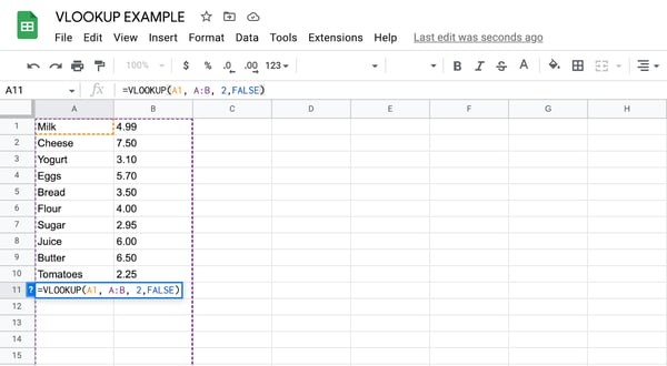 How to use vlookup in Google Sheets, step 9: specify whether data is in ascending order