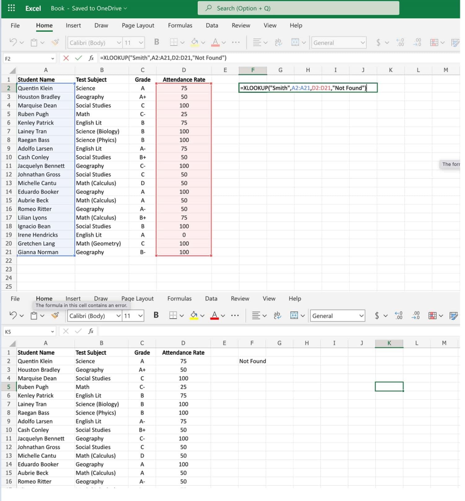 xlookup example, Excel
