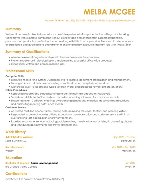 Functional resume example, strategist resume