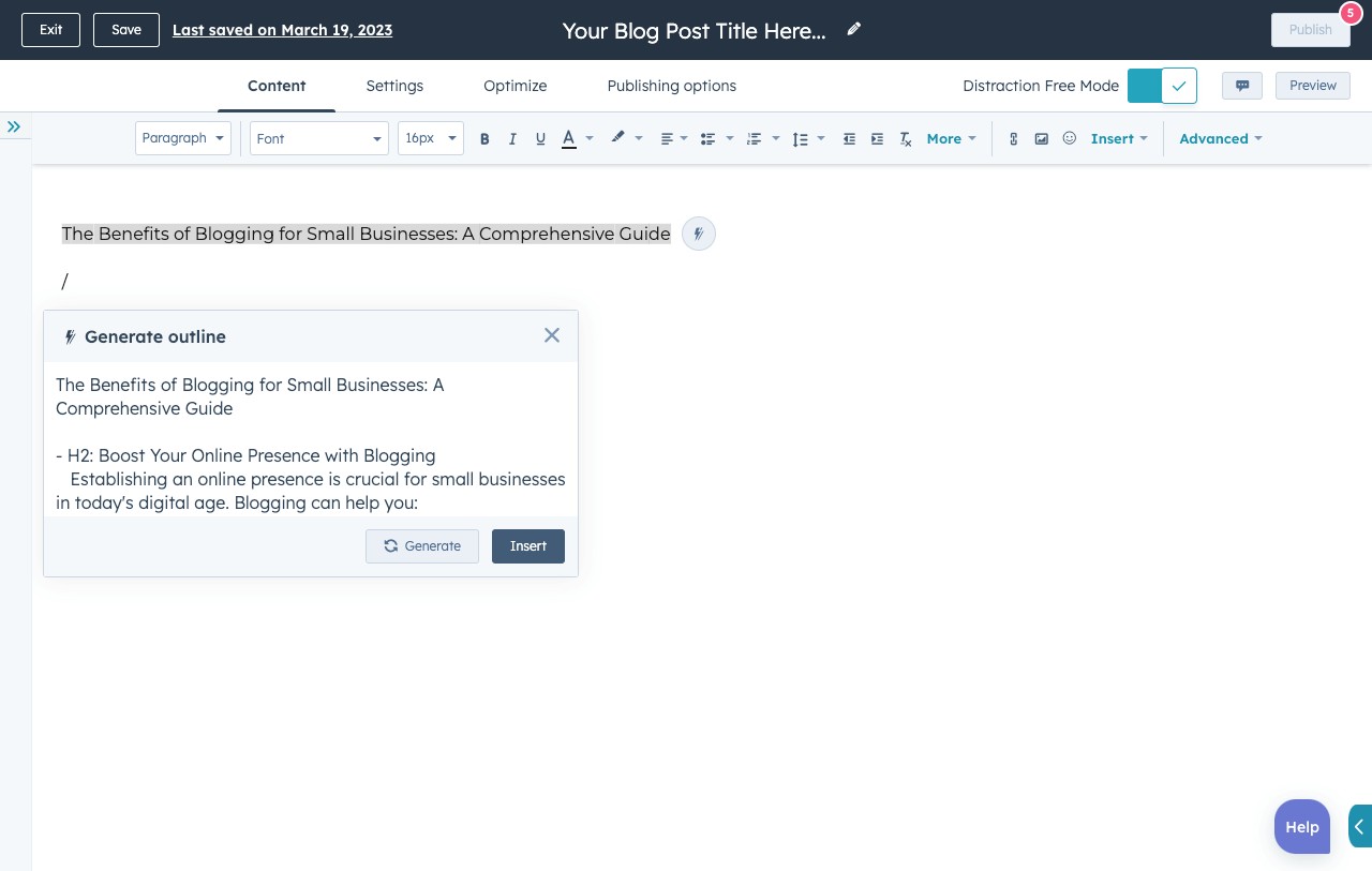 how bloggers are preparing for AI in search: using HubSpot content assistant in workflow