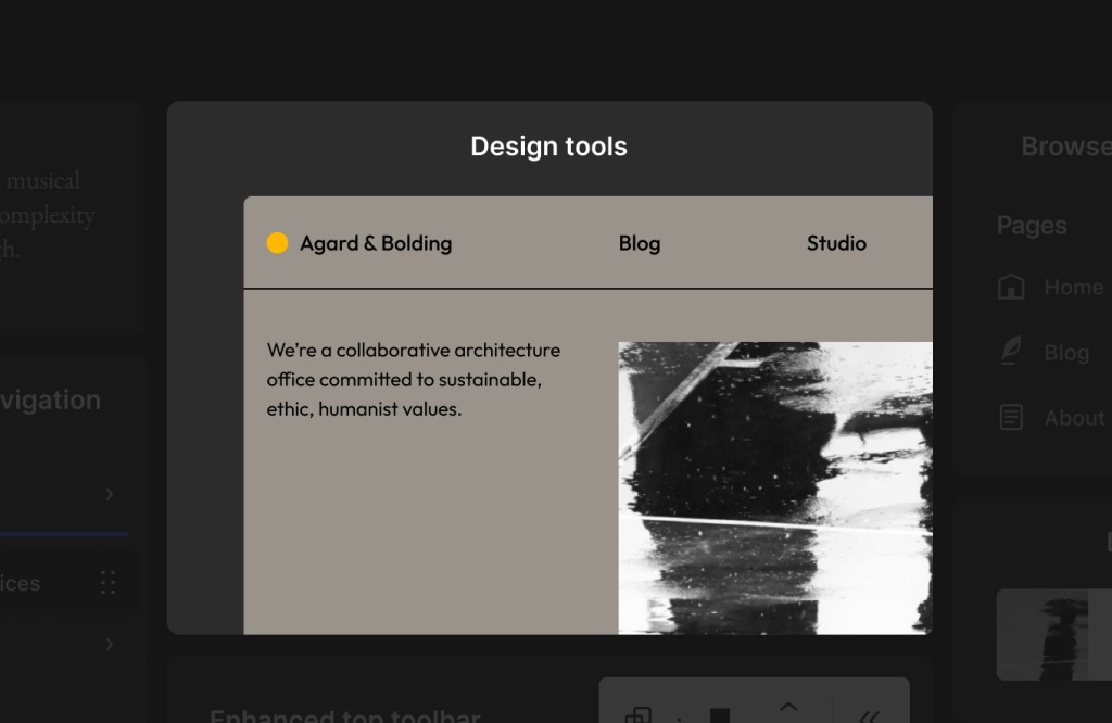 Image representing the new design tools in the Site Editor