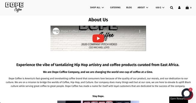 Company description example: dope coffee
