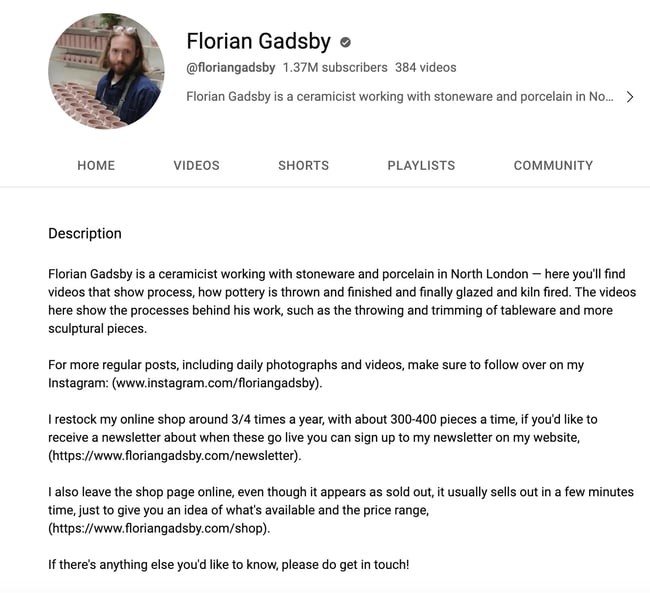 youtube channel description example: florian gadsby