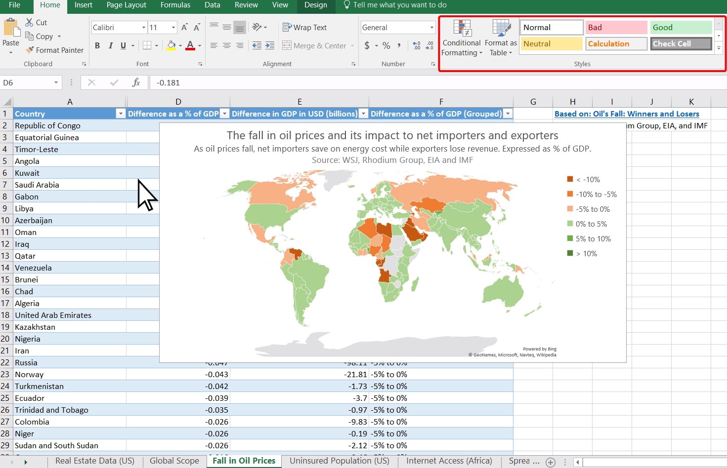 How to create a geographic heat map in Excel.