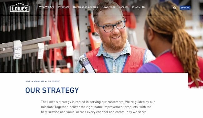 Company mission statement examples: Lowe’s