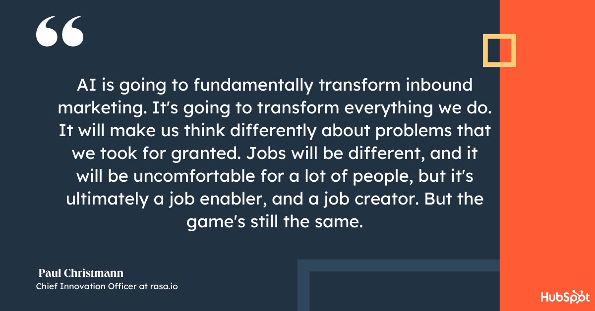 quote from Paul Christmann on how AI will change inbound marketing