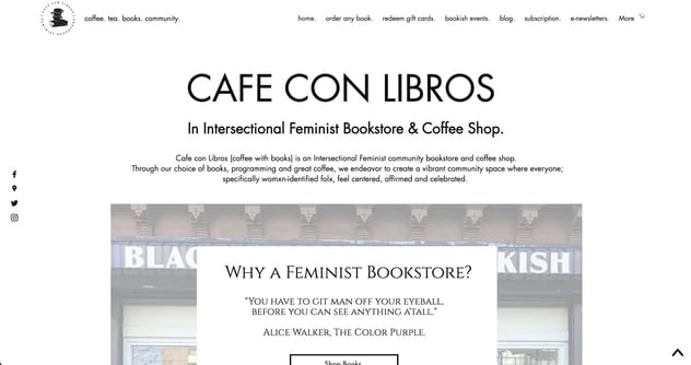 Company description example: cafe con libros