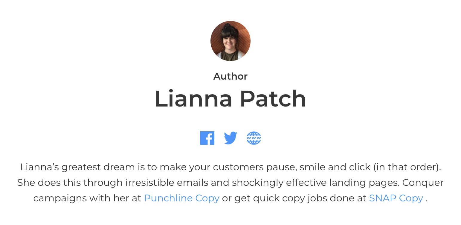 Short professional bio example from Lianna Patch
