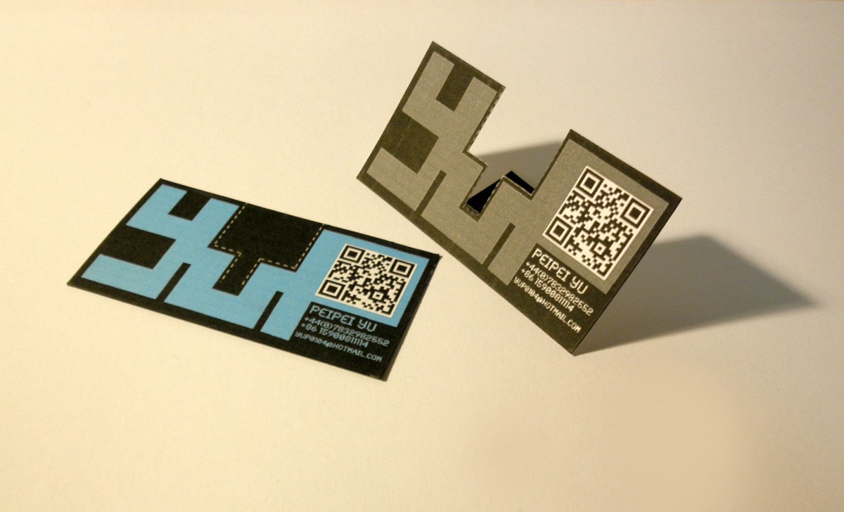 A business card with a QR code.