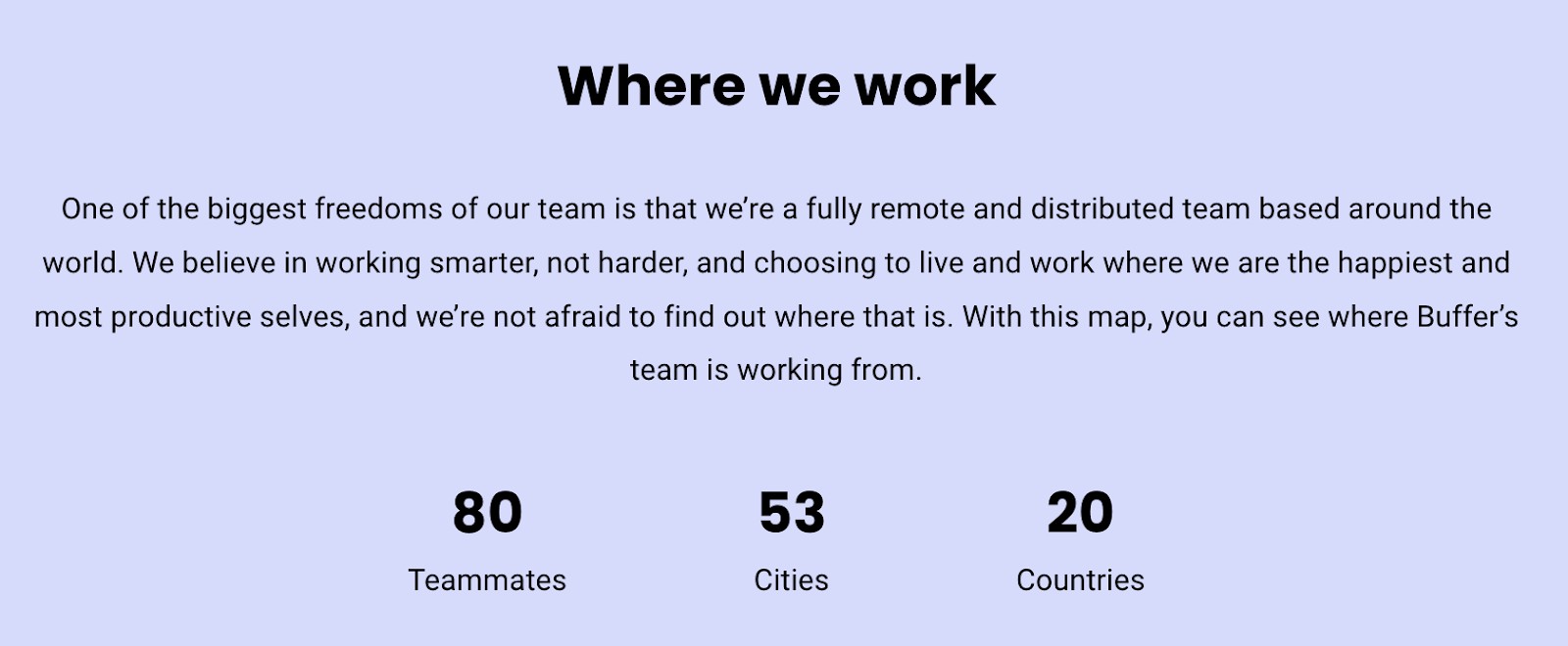 Interests on resume: A paragraph from Buffer’s website that describes their remote work company. 