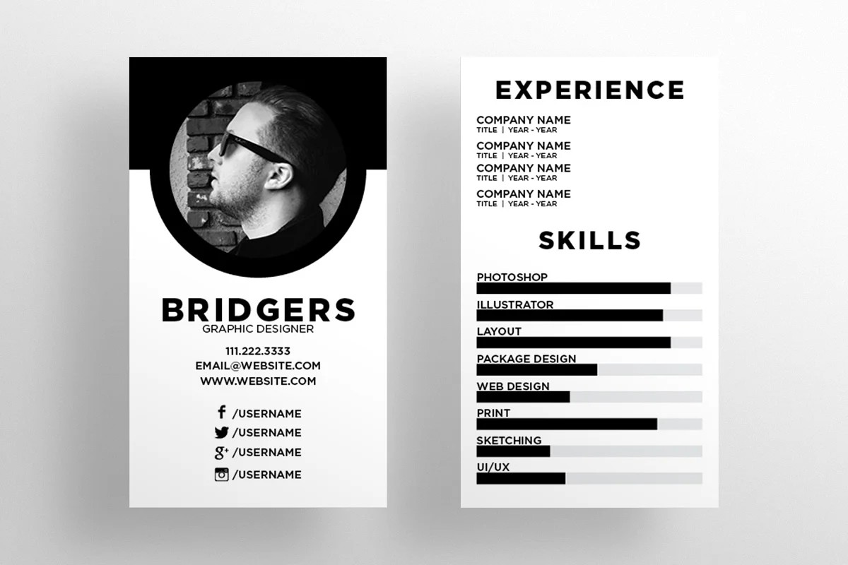 An example of how you can use a business card to display your skills and experience.