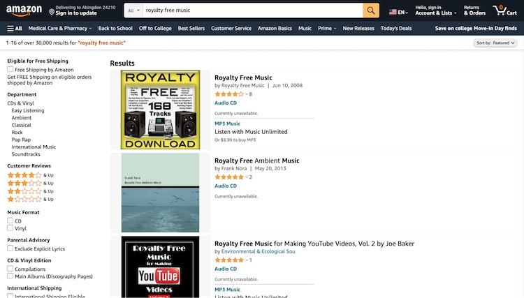 Best royalty free music, Amazon