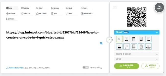 how to create a qr code: enter url