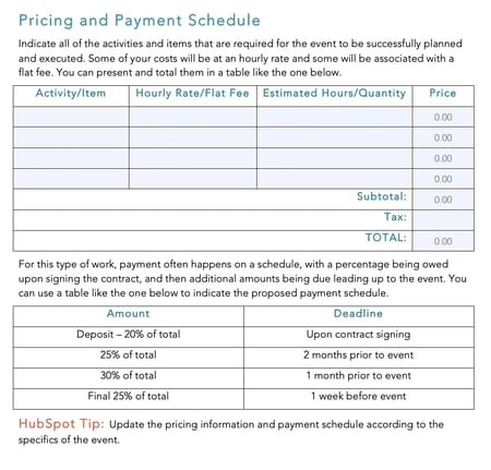 statement of work payment template for performance-based sow