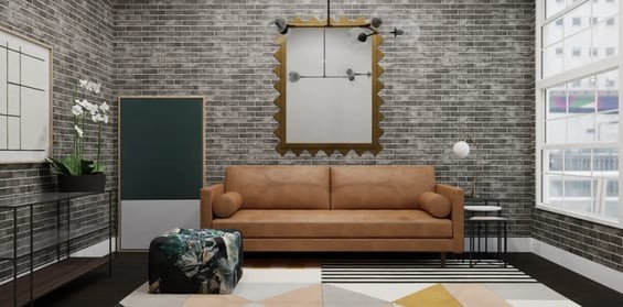 3d rendering of a living room